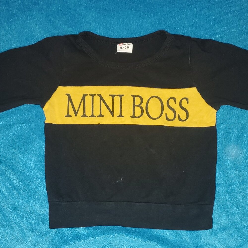 "Mini Boss" Baby Sweatshirt - 9/12M - Bold & Fun 💼💛 *As-Is*